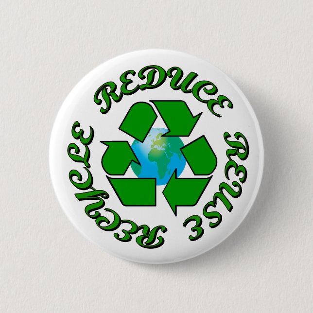 Reduce Reuse Recycle 2 Inch Round Button (Front)