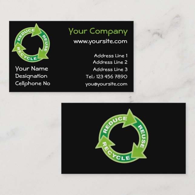 Reduce Reuse Recycle Business Card (Front/Back)