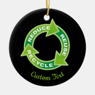 Reduce Reuse Recycle Ceramic Ornament