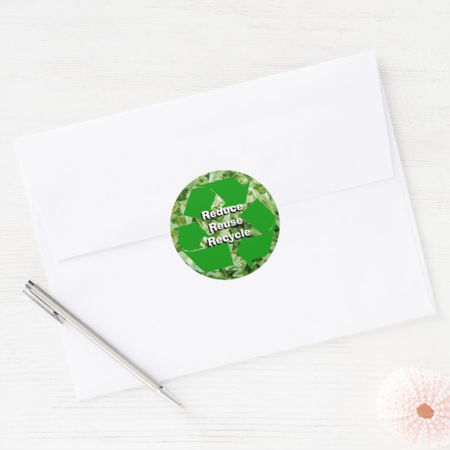 Reduce, Reuse, Recycle Classic Round Sticker (Envelope)