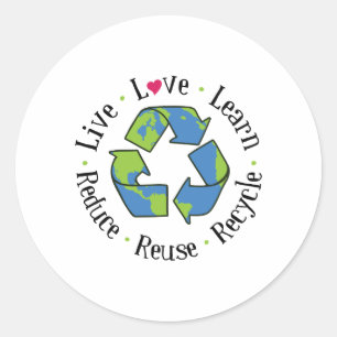 Reduce Reuse Recycle Classic Round Sticker