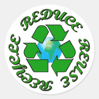 Reduce Reuse Recycle Classic Round Sticker
