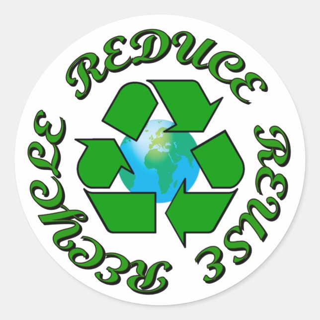 Reduce Reuse Recycle Classic Round Sticker (Front)