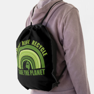 Reduce reuse recycle drawstring bag