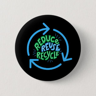 Reduce Reuse Recycle Environment 2 Inch Round Button