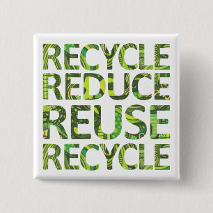 Reduce Reuse Recycle Go Green Button
