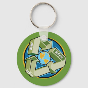 Reduce, Reuse, Recycle Keychain