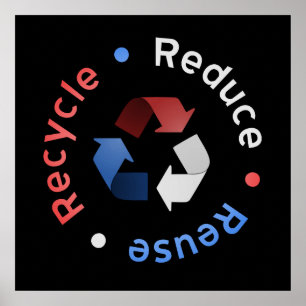 Reduce, Reuse, Recycle Poster (RWB)