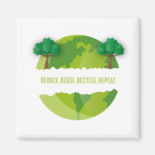 Reduce Reuse Recycle Repeat Ecological Magnet (Front)