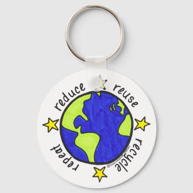 Reduce Reuse Recycle Repeat Keychain (Front)