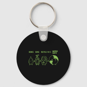 Reduce Reuse Recycle Shirt Earth Day Happier World Keychain