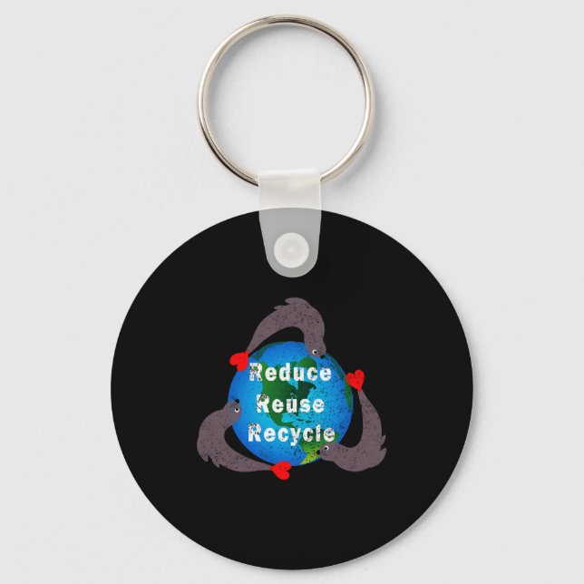 Reduce Reuse Recycle T Shirt  Keychain (Front)
