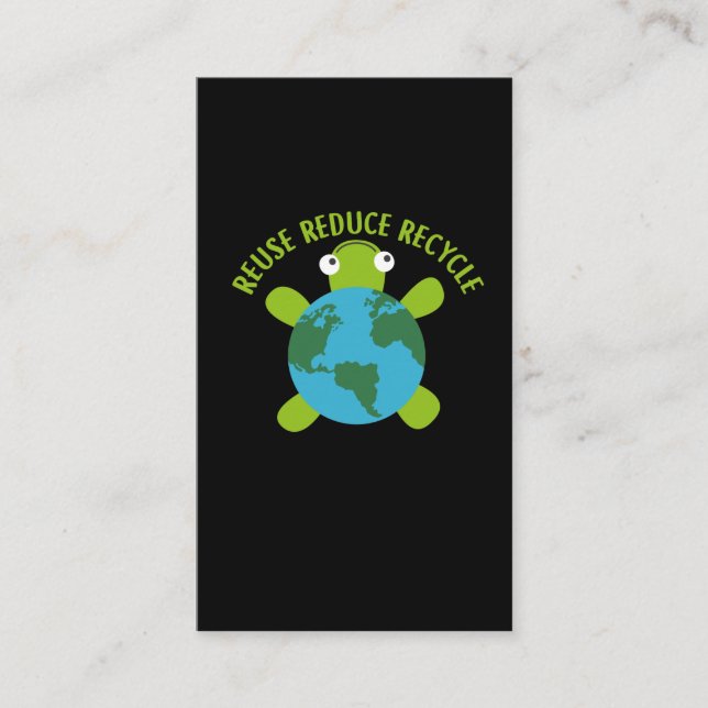 Reduce Reuse Recycle Turtle -Save Earth Ocean Eco Business Card (Front)