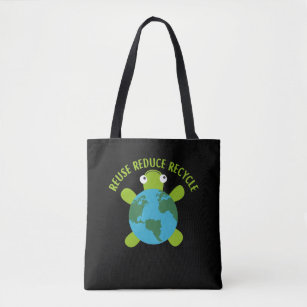 Reduce Reuse Recycle Turtle -Save Earth Ocean Eco Tote Bag