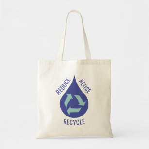Reduce Reuse Recycle Water Drop Canvas Tote Bag