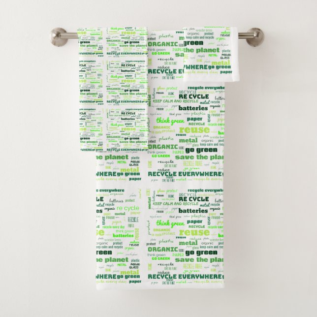 Reduce, Reuse, Recycle Word Cloud Bath Towel Set (Insitu)
