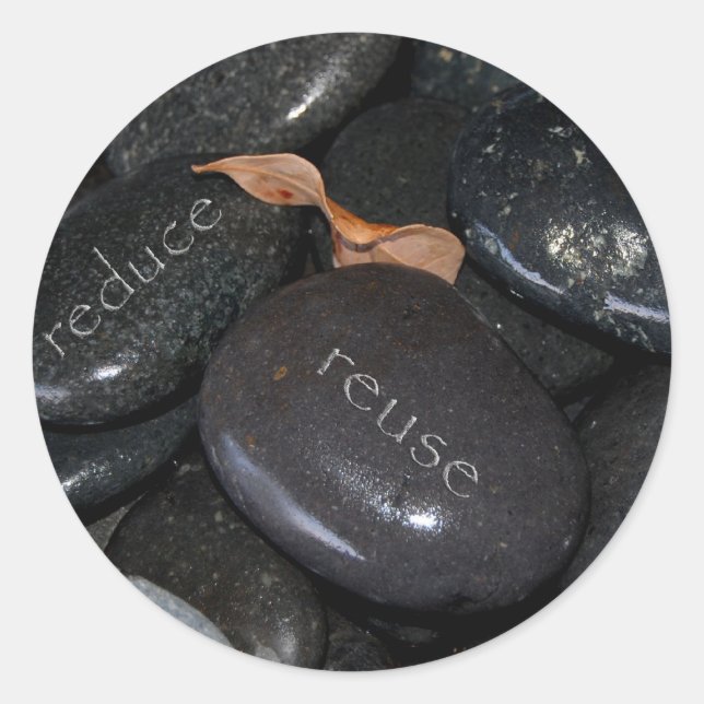 reduce reuse recyle rocks classic round sticker (Front)