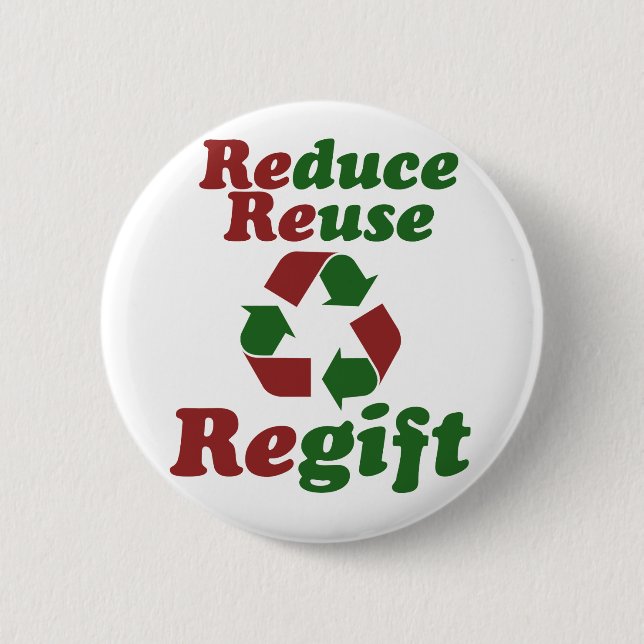 Reduce Reuse Regift funny Christmas 2 Inch Round Button (Front)