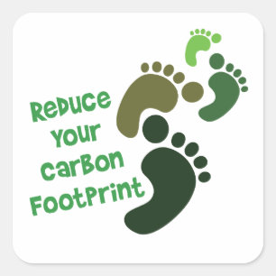 Reduce Your Carbon Footprint Green Square Sticker