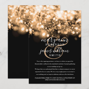 Reduced / Changed Wedding Gold Sparkling Lights Invitation