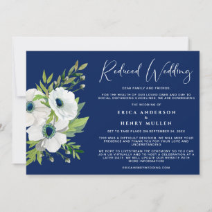 Reduced Wedding Guest List Floral Watercolor Blue Announcement