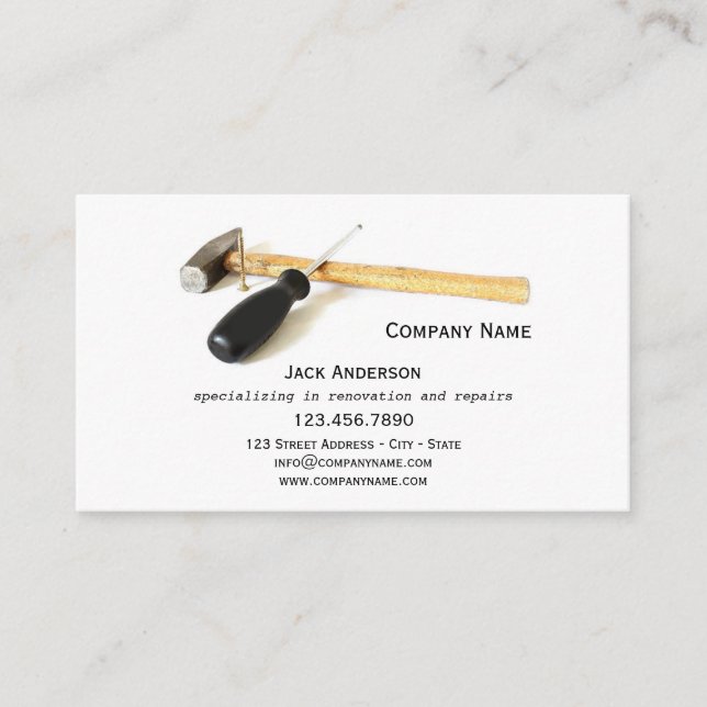 Réducteur minimaliste Carte de visite Handyman (Devant)