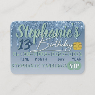 Réduction Blue Green Drip Parties scintillant VIP Carte de c