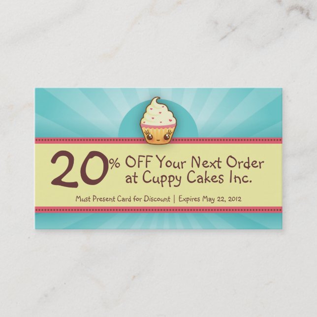 Réduction Carte de bon de CuppyCake (Devant)