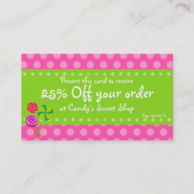 Réduction Carte de bon de sucrerie (Devant)