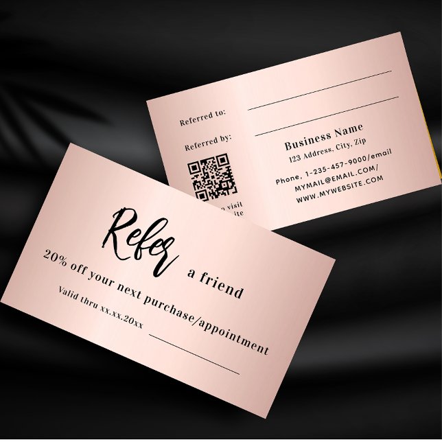 Réduction Carte de référence professionnelle rose or blush q (Créateur téléchargé)