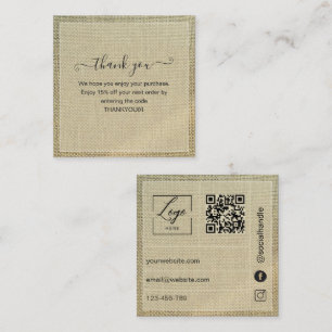 Réduction Carte de remerciement de commande en lin beige rus