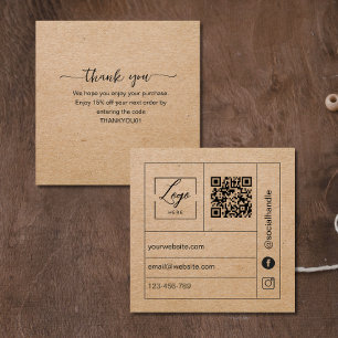 Réduction Carte de remerciement de commande en papier Kraft