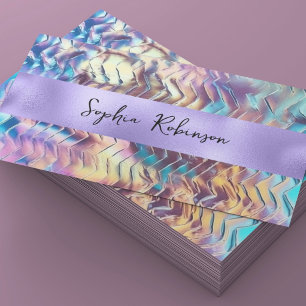 Réduction Élégant Iridescente et Carte de visite à huile vio