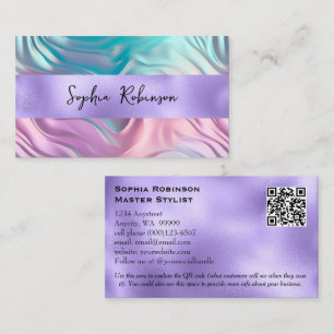 Réduction Élégant Iridescente et Carte de visite à huile vio
