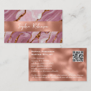 Réduction Elégant marbre mauve et Carte de visite en cuivre 
