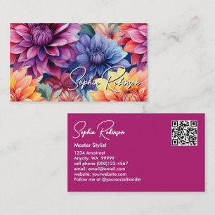 Réduction Fleurs colorées Dahlia Carte de visite