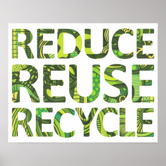 Réduire la réutilisation Recycle Green Poster (Devant)