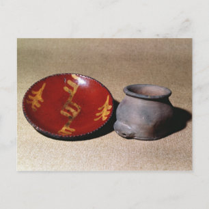 Redware cup and dish, c.1780 postcard