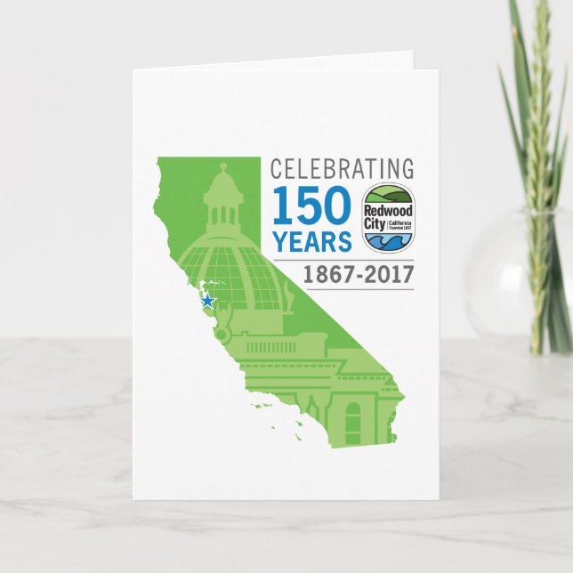 Redwood City 150th Anniversary Card (Front)
