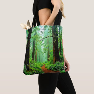 Redwood Forest Misty Tranquillity Design Tote Bag