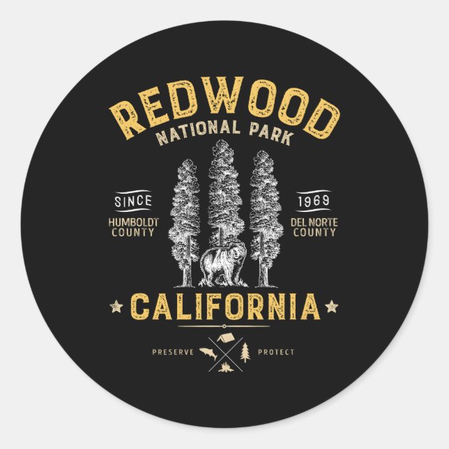 Redwood National Park California Classic Round Sticker (Front)