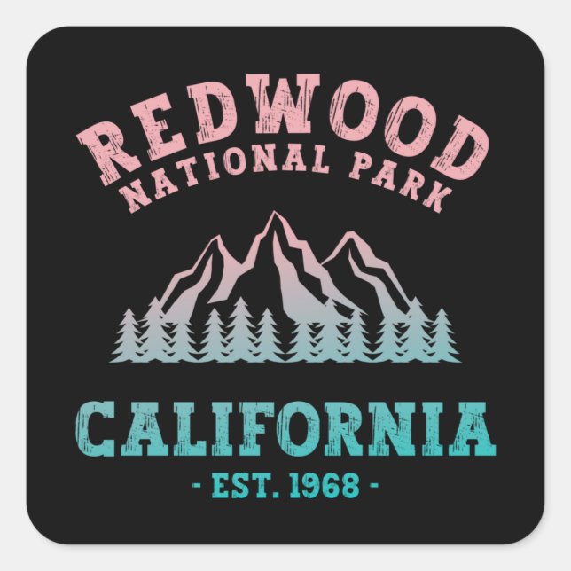 Redwood National Park California Gradient Square Sticker (Front)