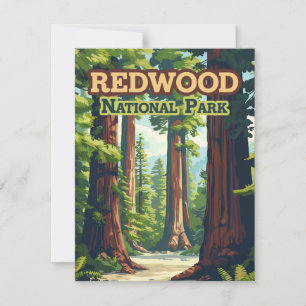 Redwood National Park California Tree Retro Card