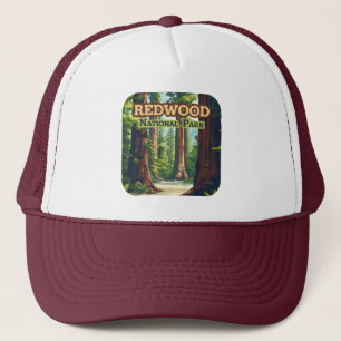 Redwood National Park California Tree Retro Trucker Hat