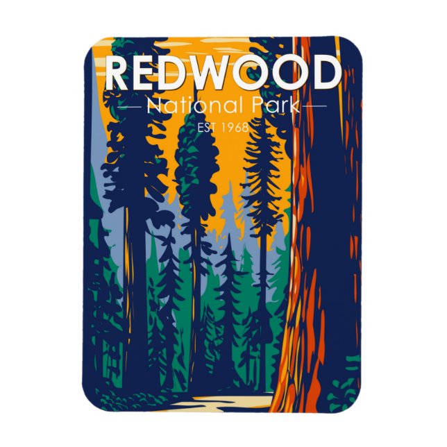 Redwood National Park California Vintage Magnet (Vertical)