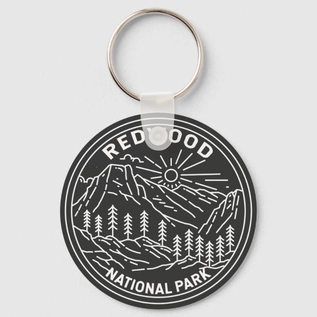 Redwood National Park California Vintage Monoline  Keychain (Front)