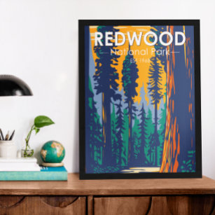 Redwood National Park California Vintage Poster