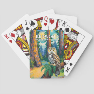 Redwood National Park Colourful Forest Owl Wildlif Playing Cards