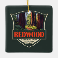 Redwood National Park Illustration Retro Badge