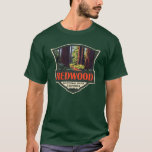 Redwood National Park Illustration Retro Badge T-Shirt<br><div class="desc">Redwood vector artwork design. The park protects vast prairies,  oak woodlands,  wild rivers,  and 40 miles of rugged coastline.</div>